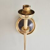 Pair of opaline and brass wall lights, 1950s