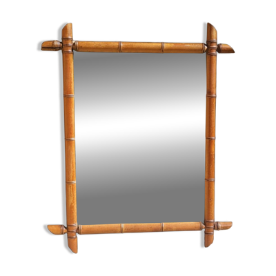 Miroir en bois tourné façon bambou 58*73 cm