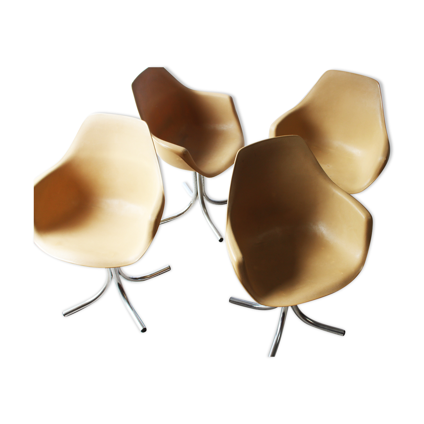 Set of 4 plastic dining armchairs 1960s