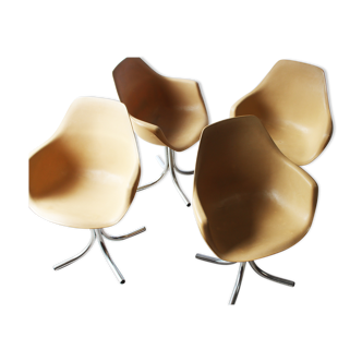Set of 4 plastic dining armchairs 1960s