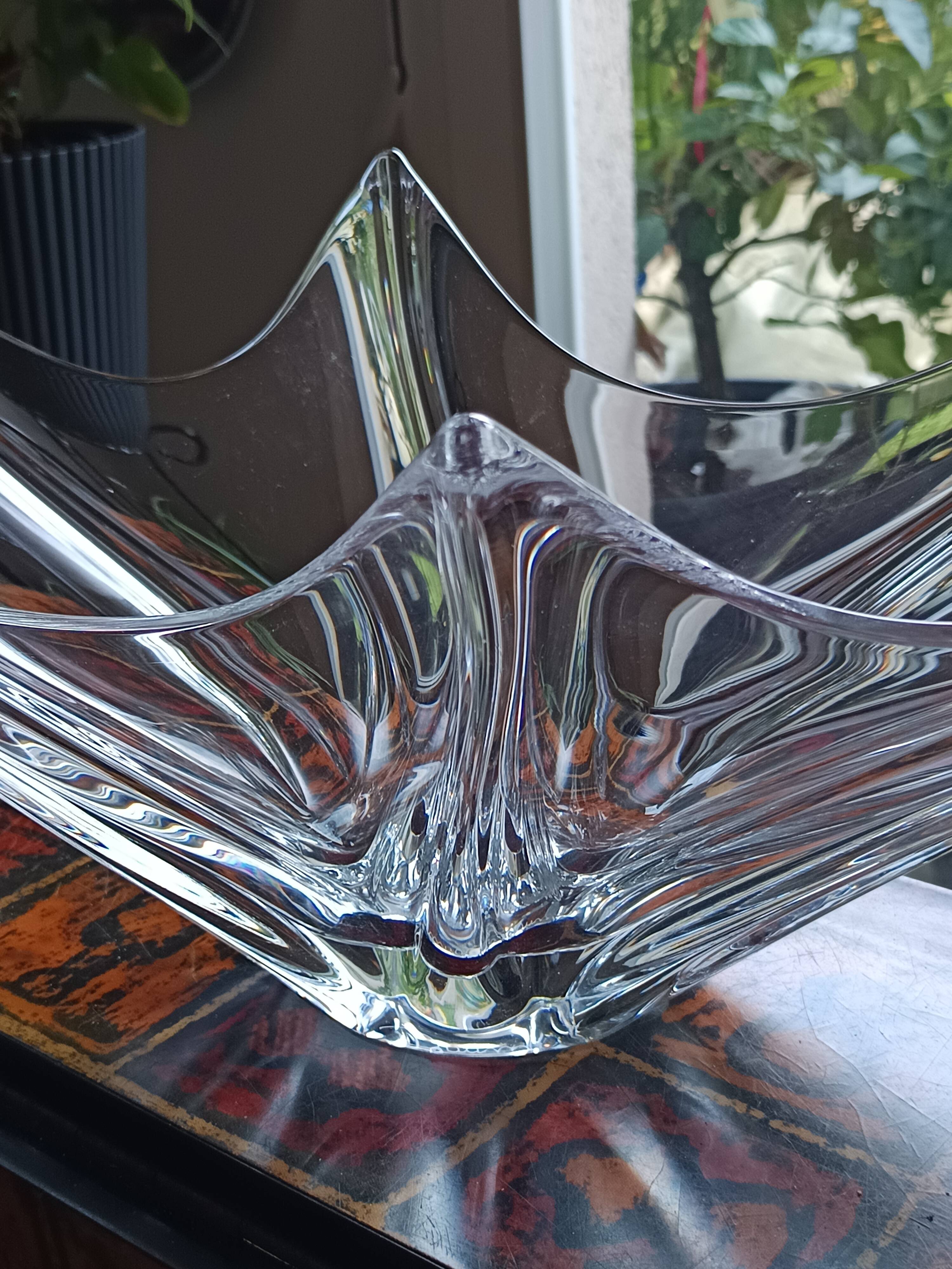 Large crystal fruit bowl signed daum