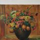 Ancient oil painting on canvas bouquet of flowers