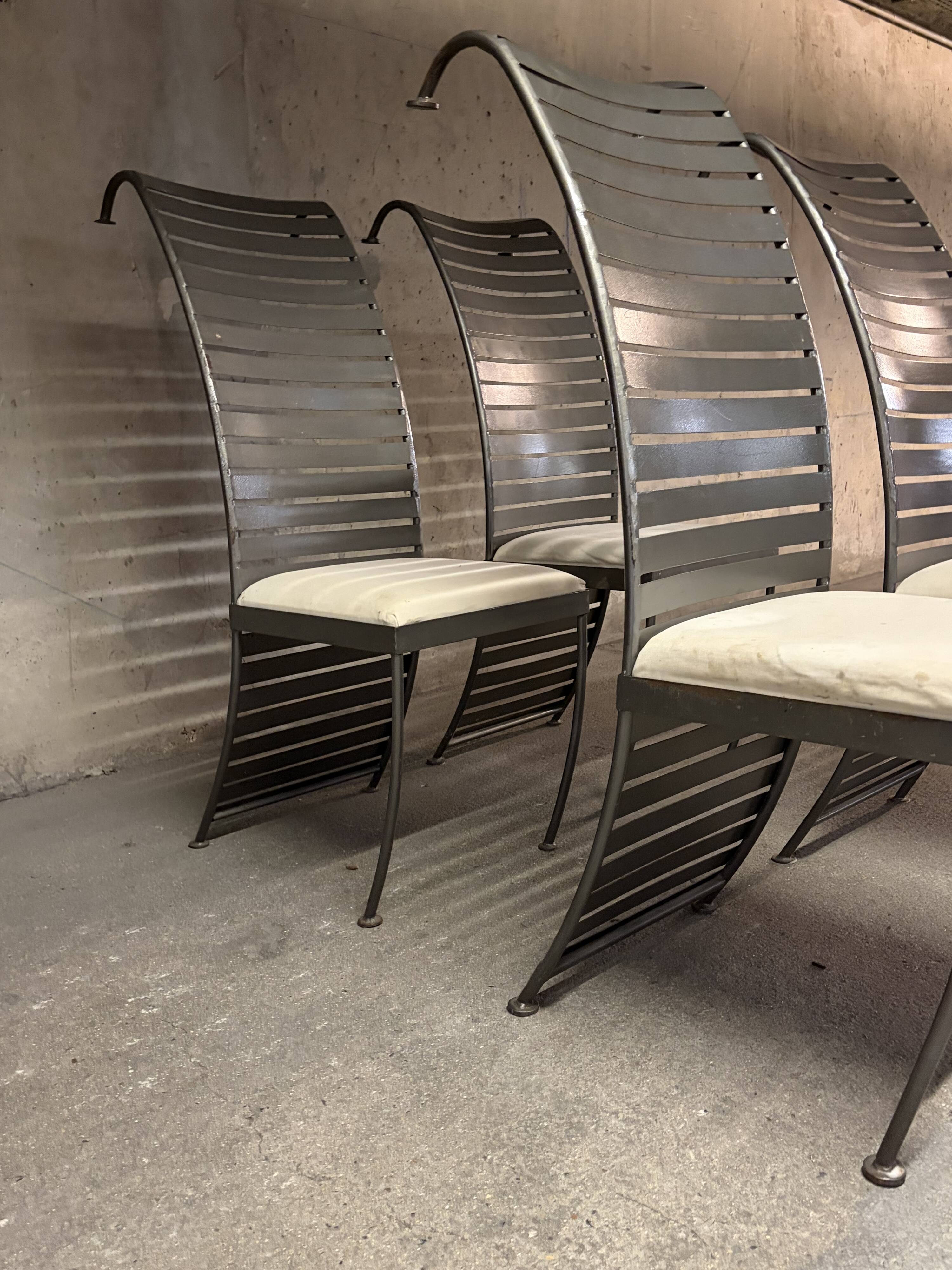 Ensemble de 4 chaises en acier, 1980