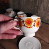 Mid Century Schumann Arzberg German porcelain coffee set in orange and yellow