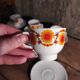 Ensemble à thé Schumann Arzberg allemand en porcelaine serti en orange et jaune