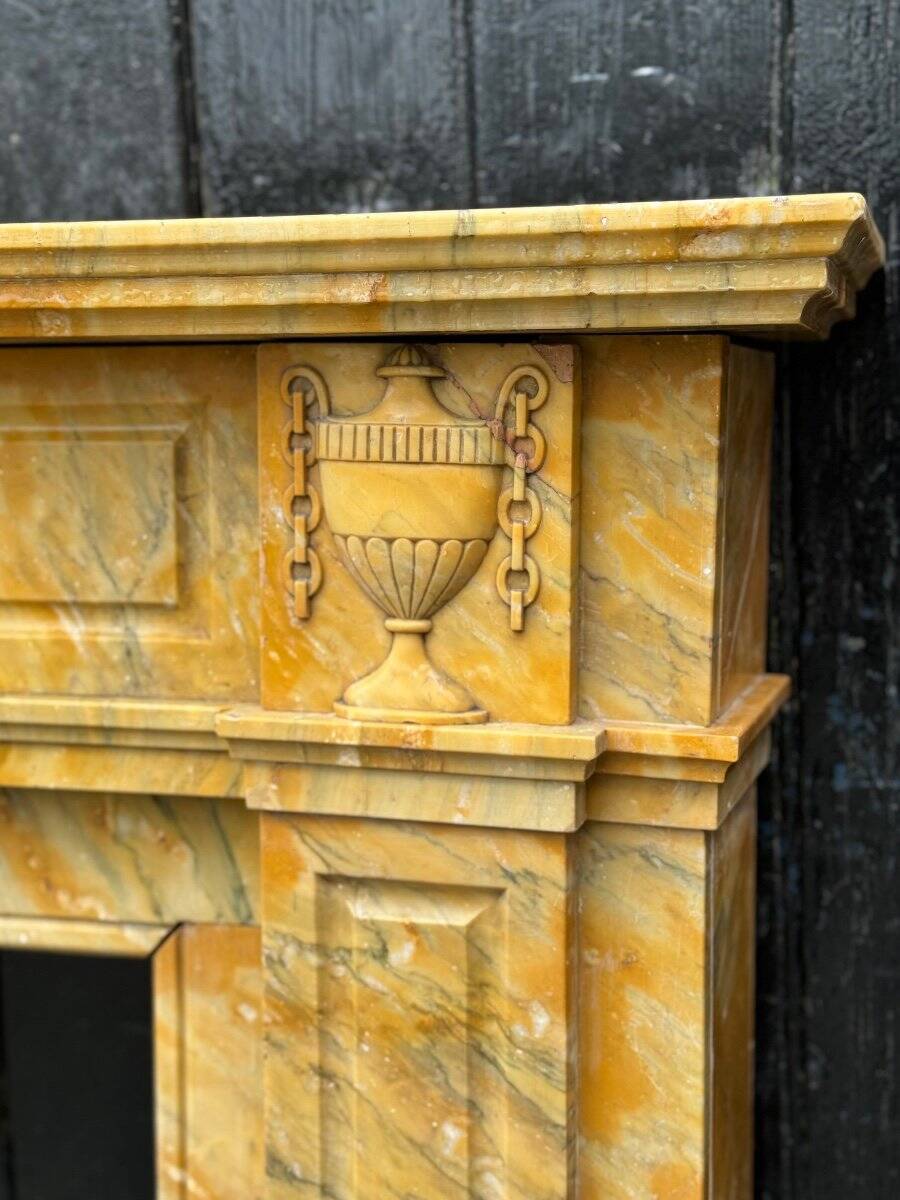 Louis XVI Style Fireplace In Yellow Siena Marble Circa 1880