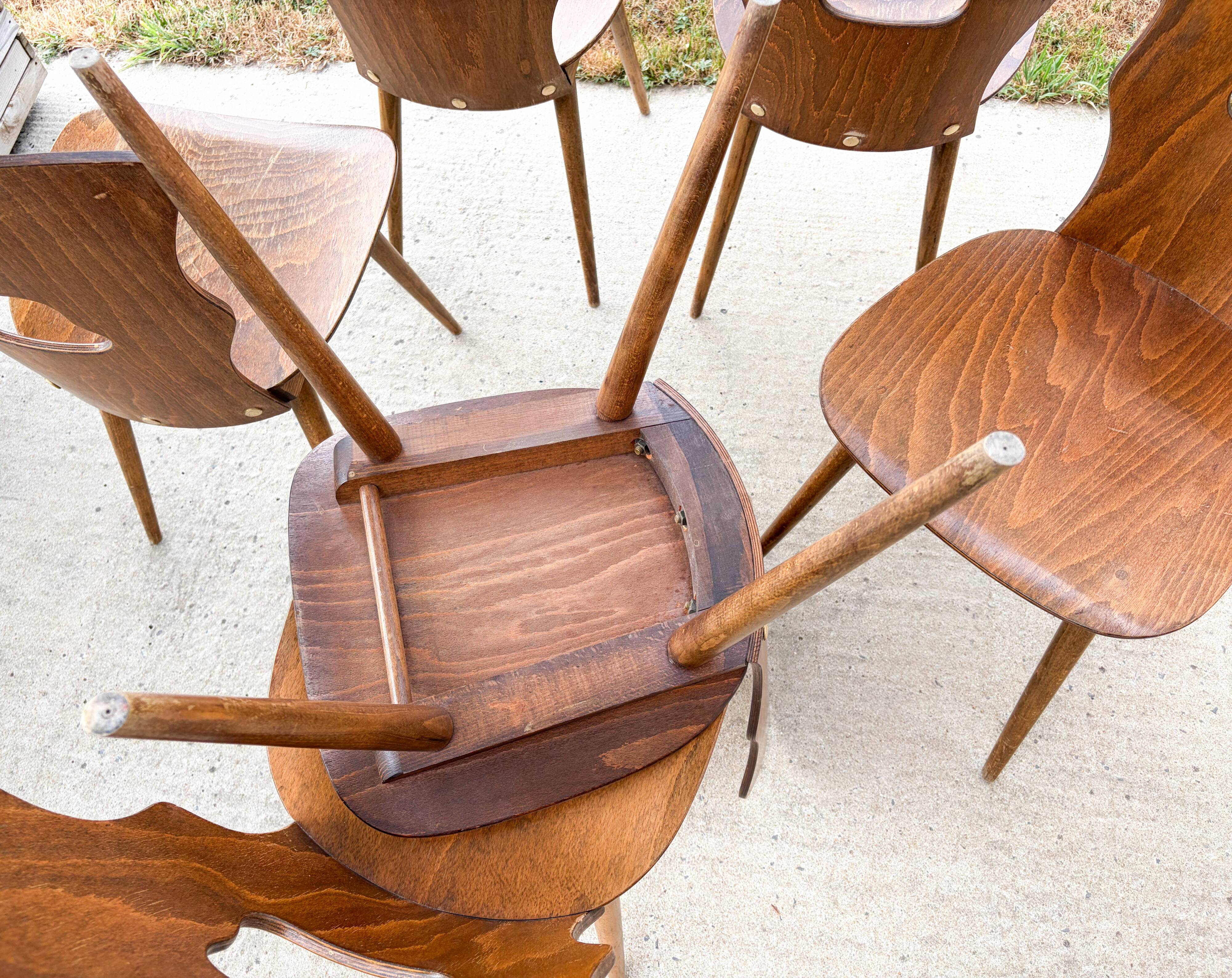 Lot de 6 chaises bistrot , modèle Gentiane , Baumann , 1960'