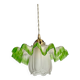 Suspension vintage opaline plissée verte et tulipe verre art déco