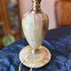 Vintage desk lamp in onyx and brass, oil lamp style.