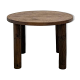 Table ronde moderniste chêne massif, piètement cylindrique pin, DLG Perrian