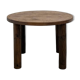 Modernist round table, solid oak, cylindrical pine base, DLG Perrian.