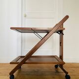 Vintage wooden trolley serving cart, 1960