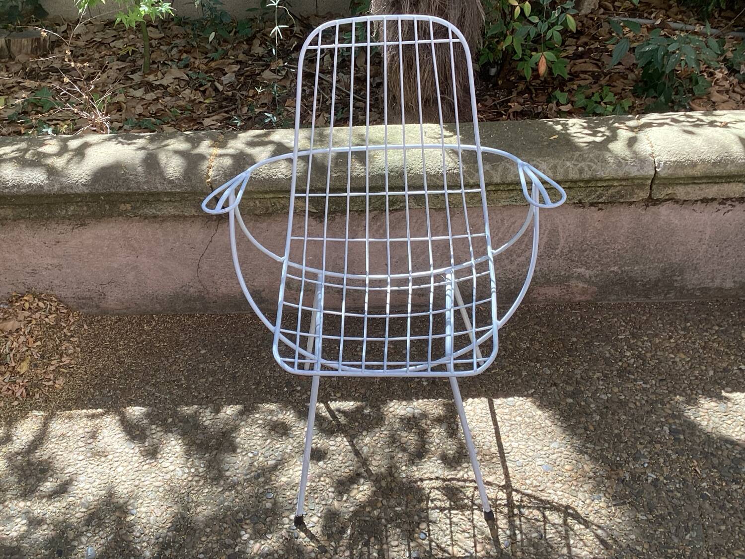 4 vintage 60s garden armchairs in white metal