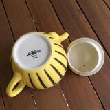 Théière en porcelaine jaune et noire estampillée Sarreguemines
