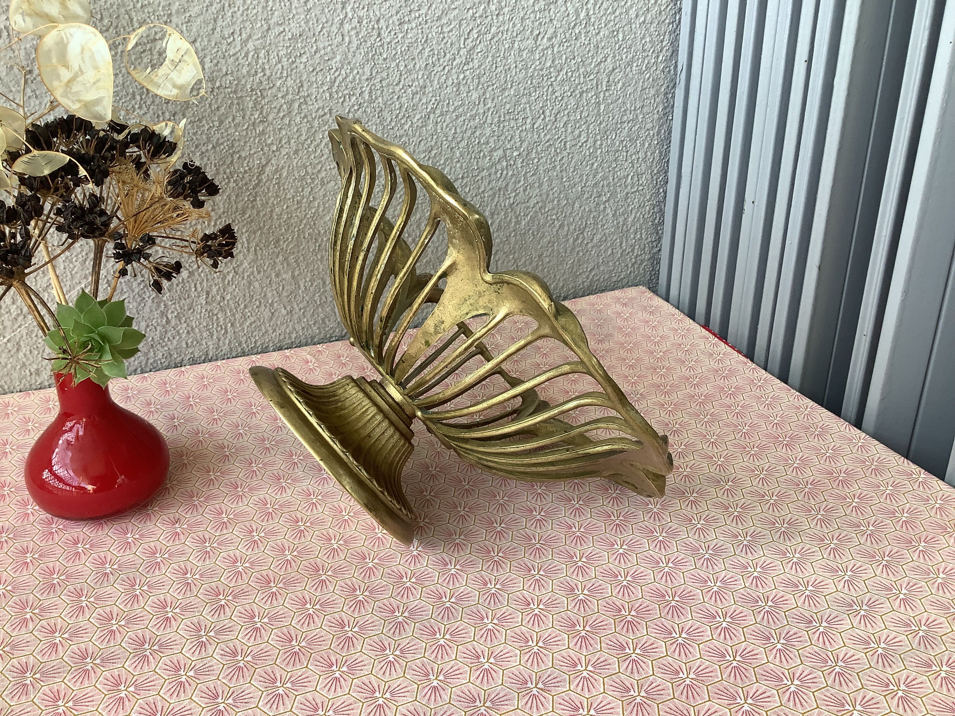 Art Nouveau openwork brass cut