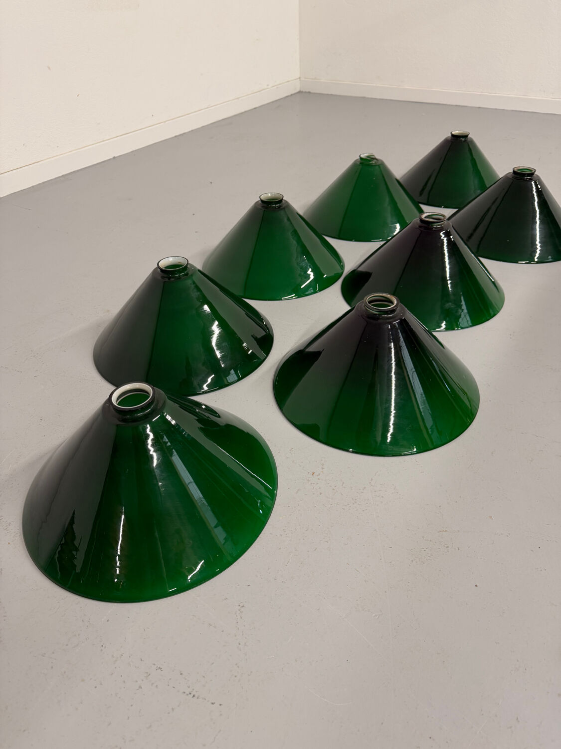 Large brass and green opaline pendant lamp 260 cm 1970s