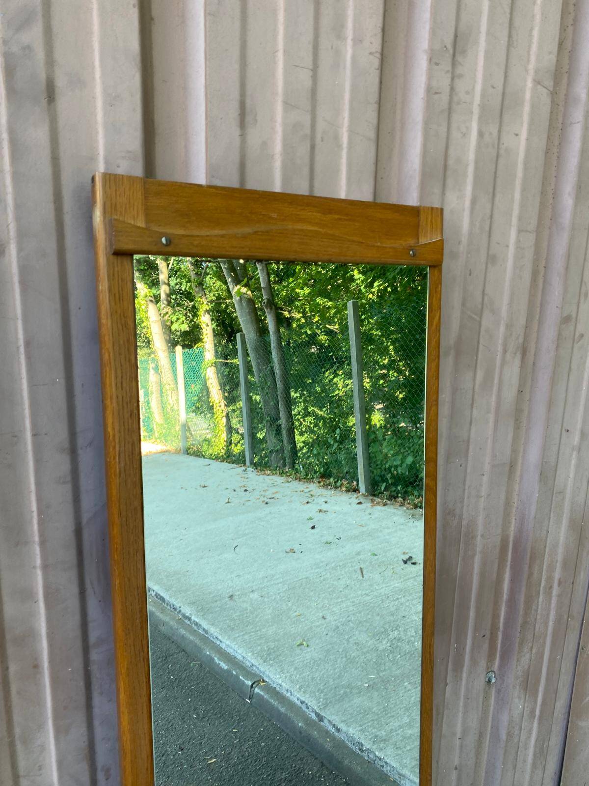 Vintage Scandinavian mirror in solid oak 42x148.
