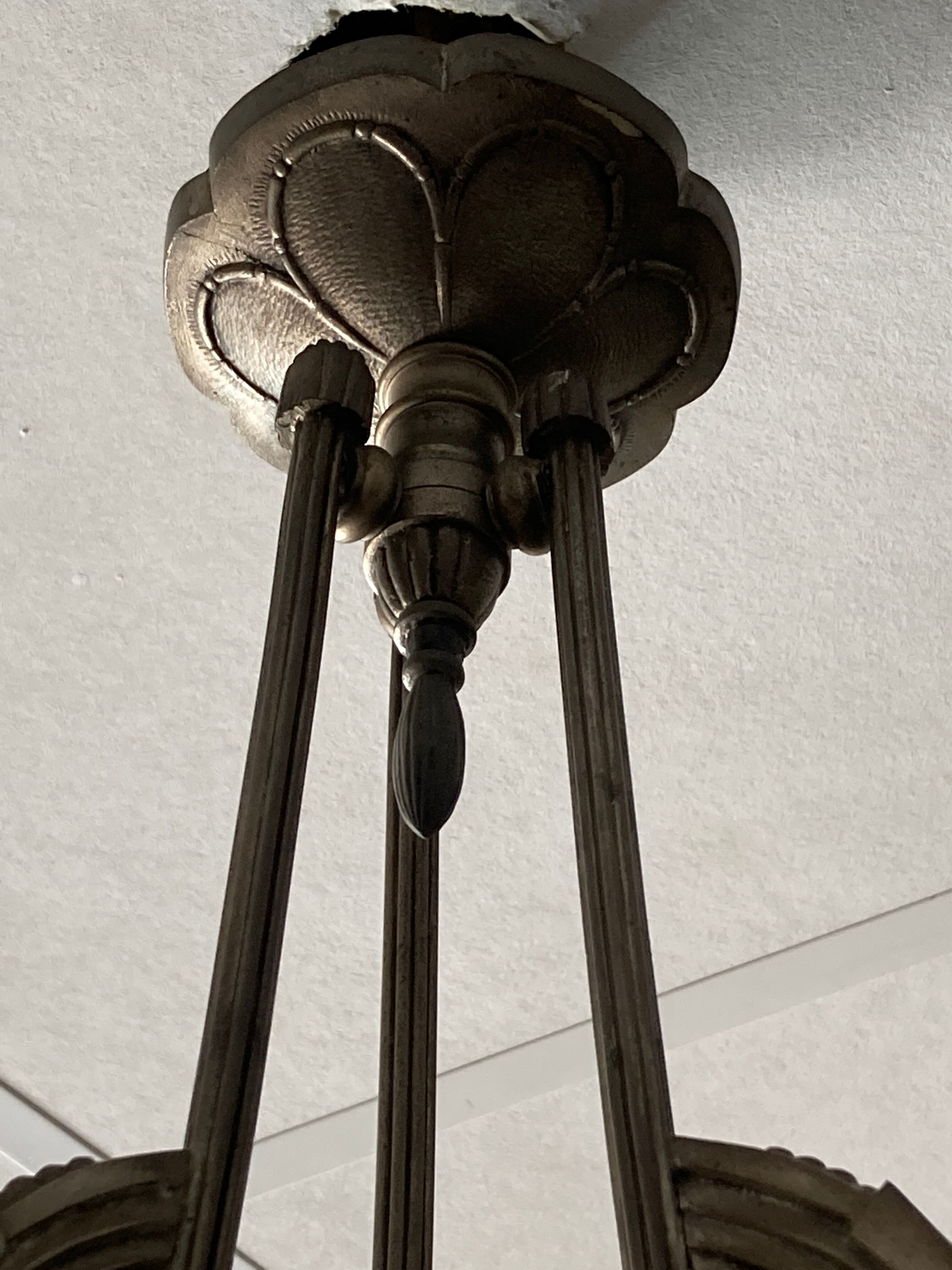 Art deco chandelier silver bronze grapevine