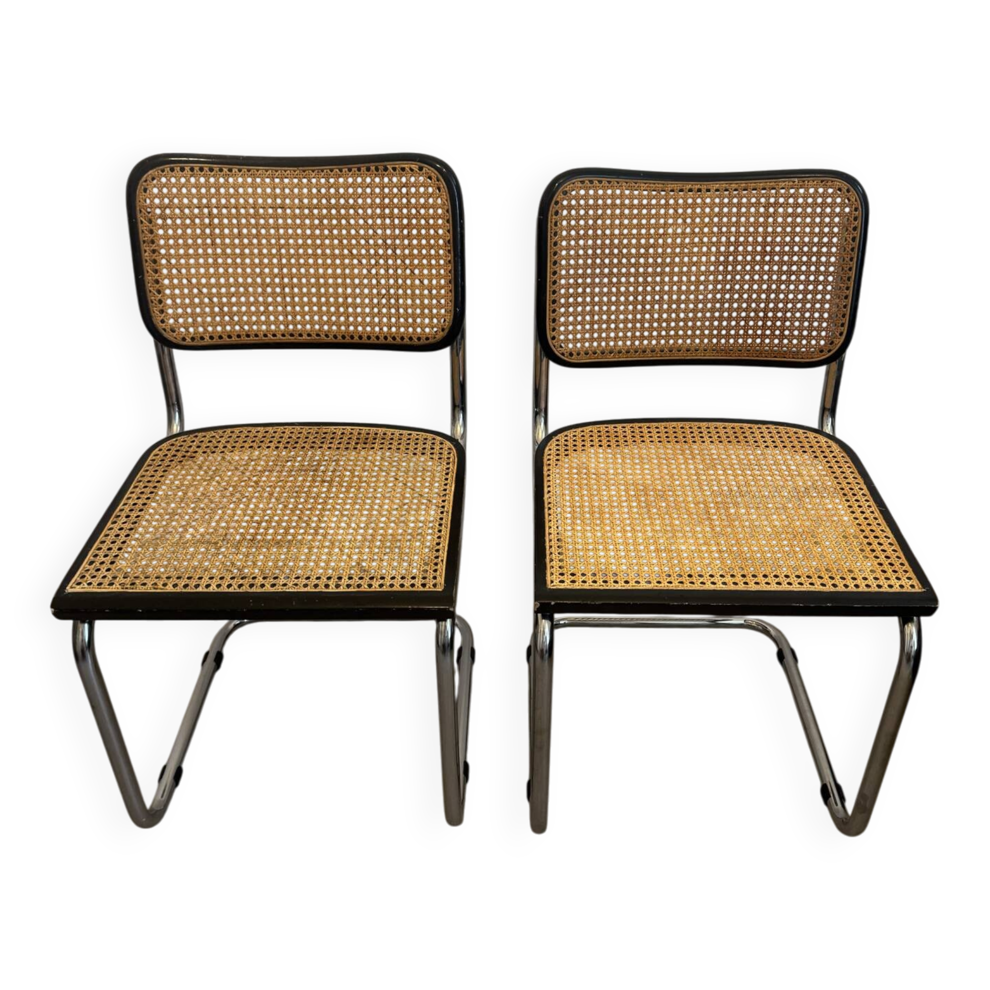 Pair of black Cesca chairs by Marcel Breuer