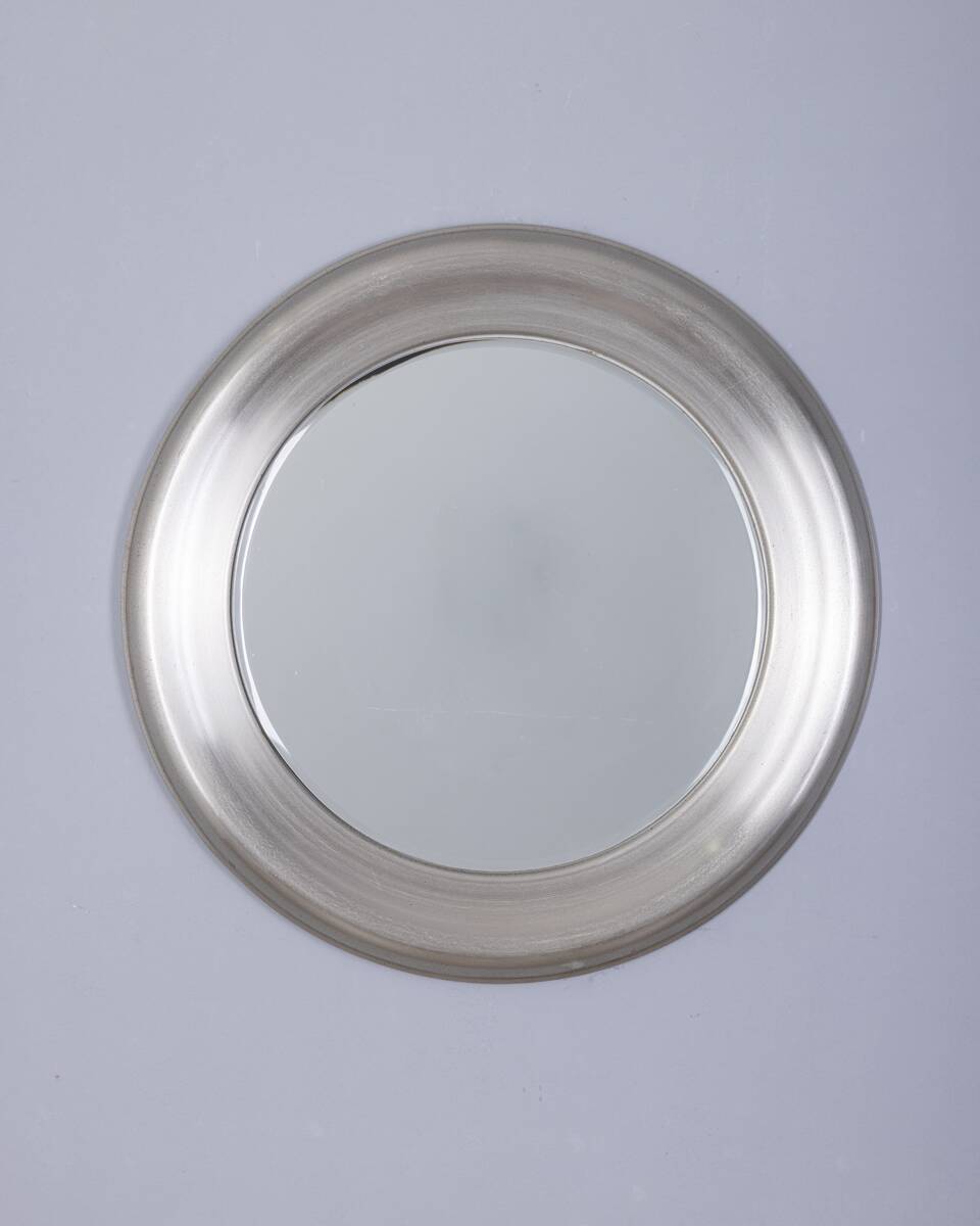 VINTAGE 1960S ROUND WALL MIRROR IN METAL BY GOFFREDO REGGIANI