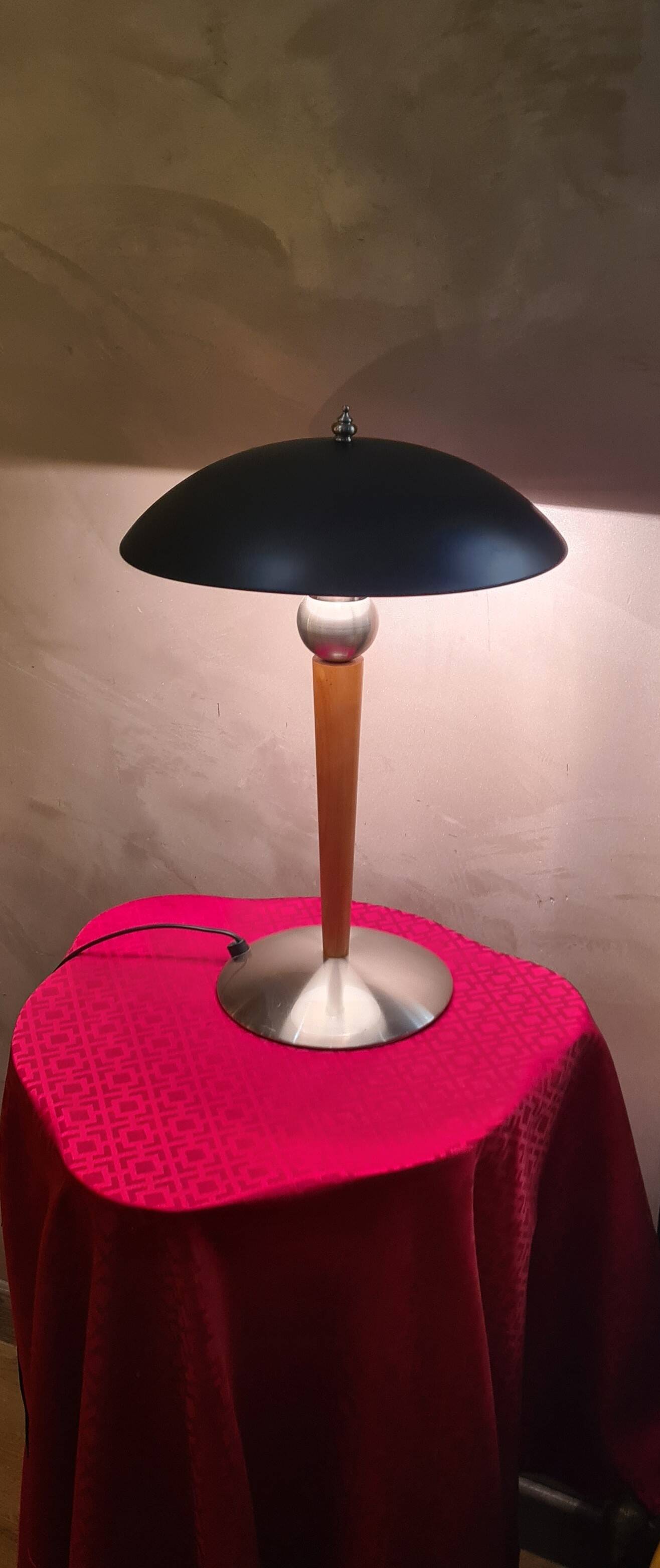 matt black liner desk lamp in wood and metal 49x32 electric ok