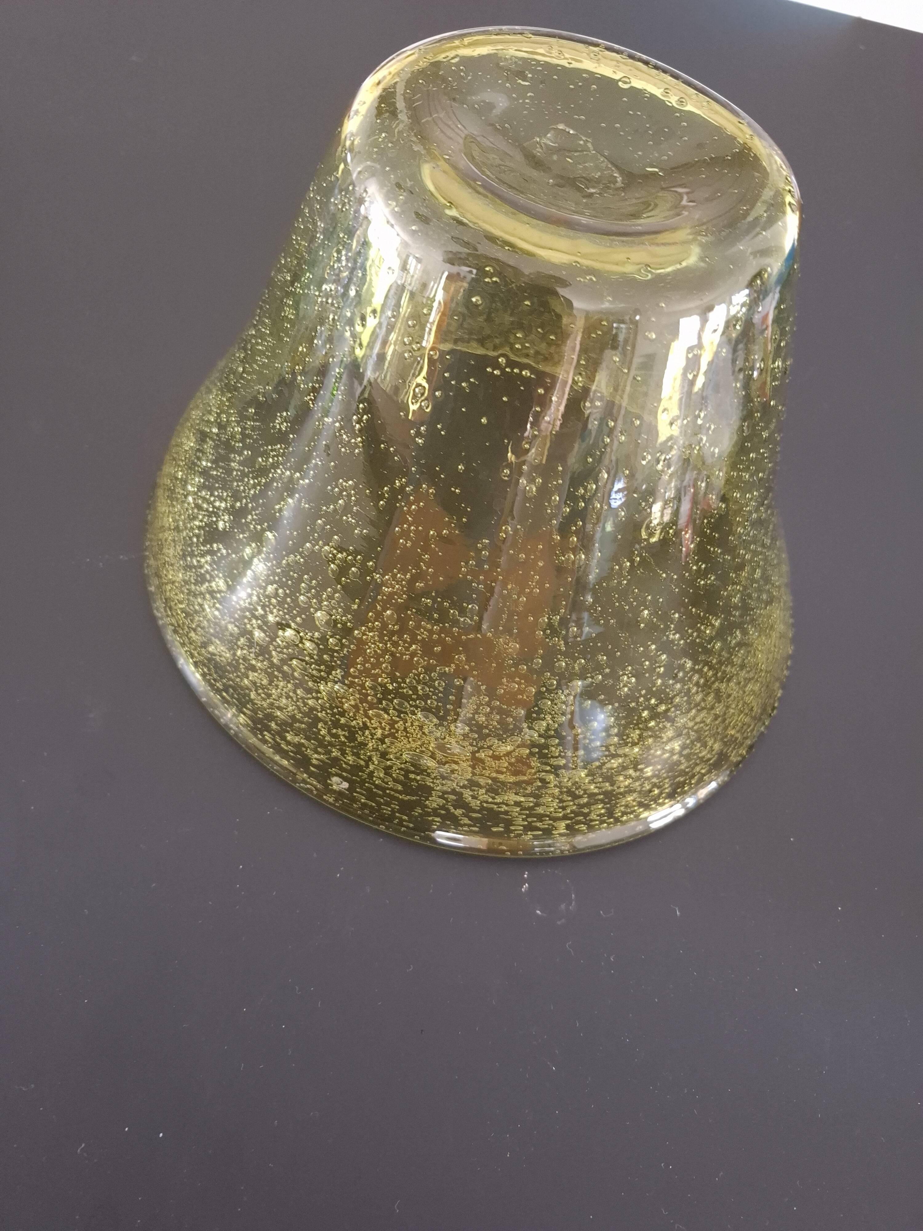 Large blown biot glass salad bowl