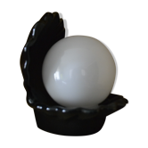 Lampe coquillage noir en céramique et opaline