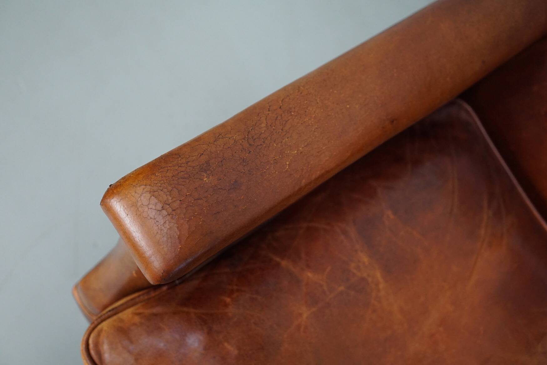 Vintage Dutch Cognac Colored Leather Club Chair