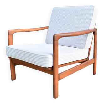 Original Scandinavian armchair, upholstered, beige corduroy, 1960s