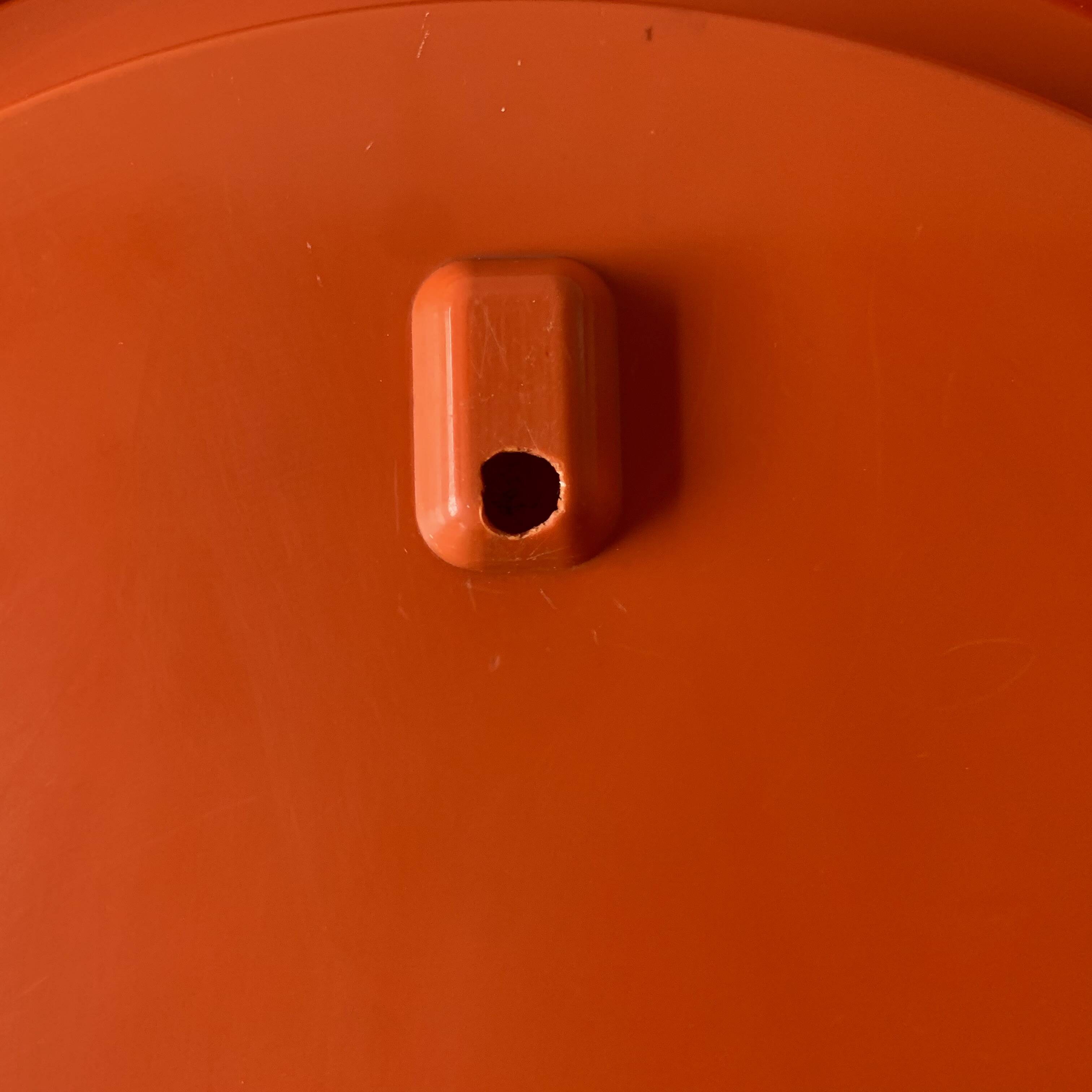 Vintage round orange plastic mirror Cattaneo - Space Age Design