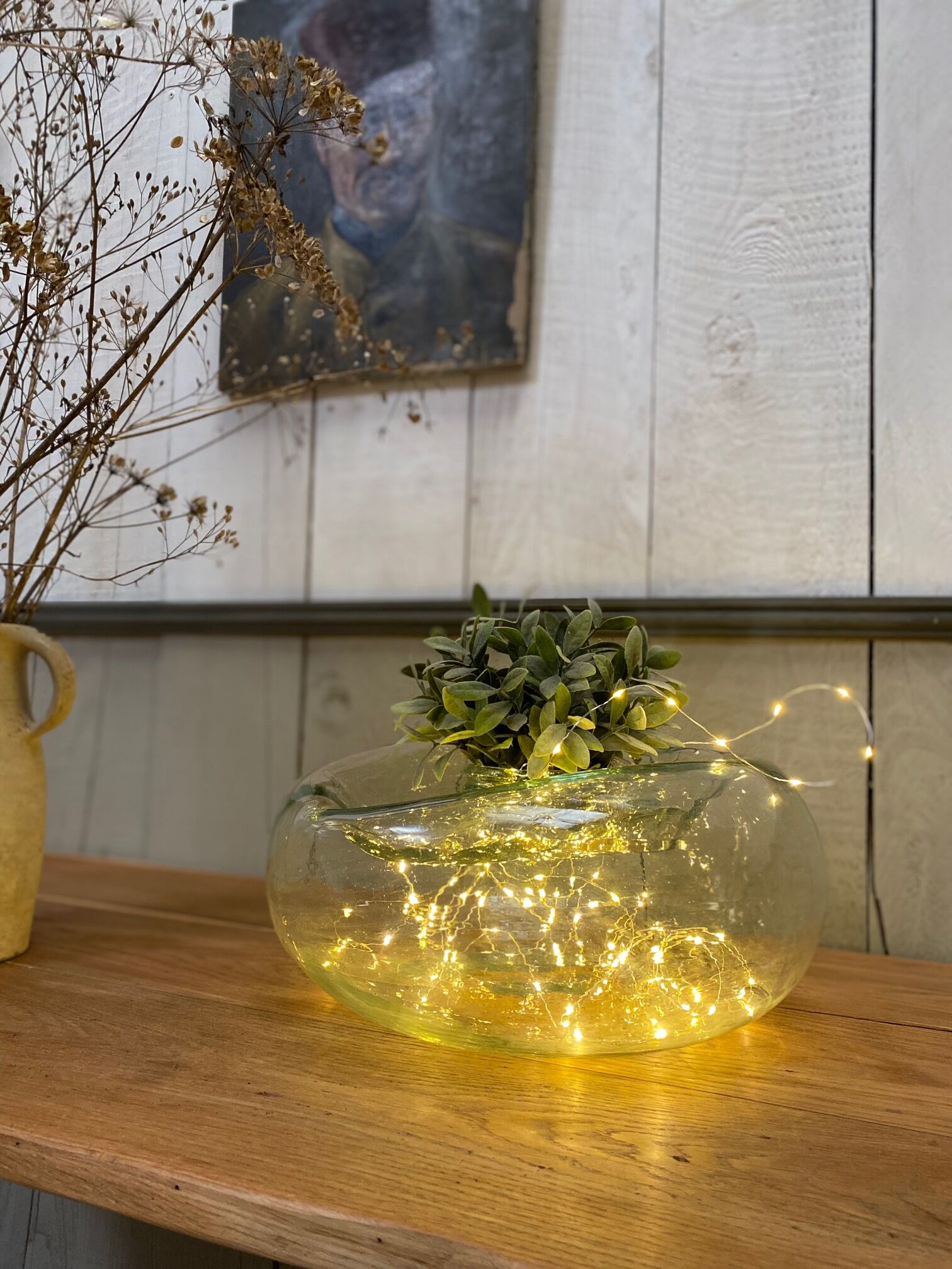 Old jar made of deformed glass