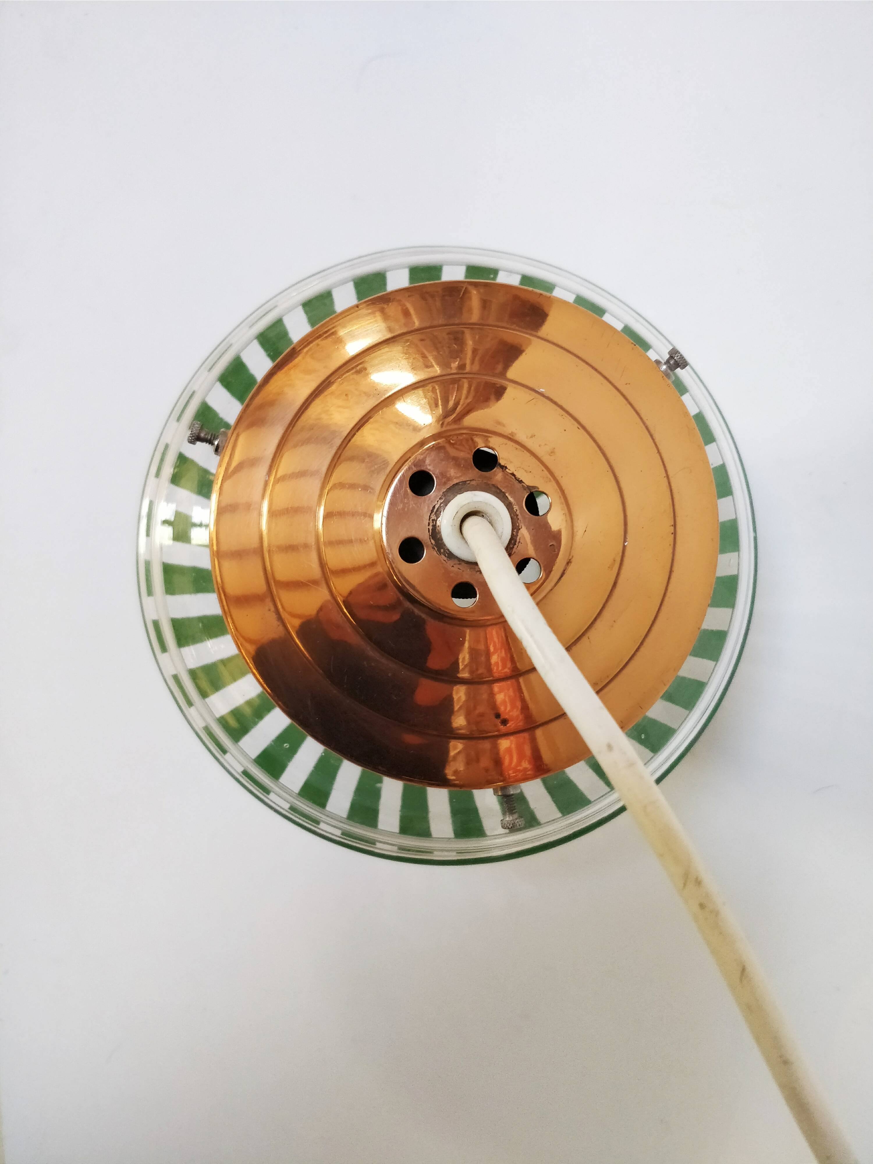 Vintage green striped glass pendant light