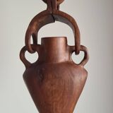 Hanging vase in solid wood carved / handcrafted