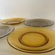 Lot of 4 plates 2 amber Vereco and 2 black Arcoroc - vintage
