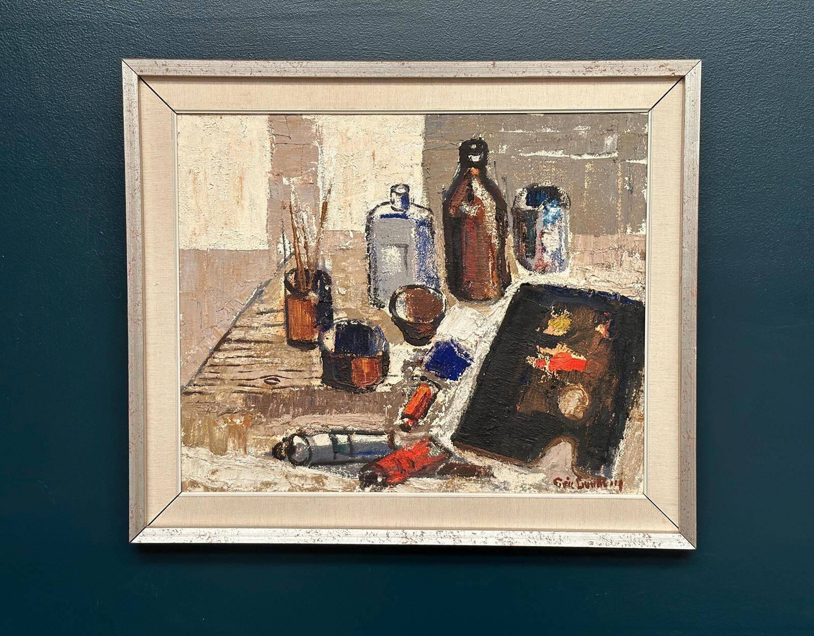 Original Swedish Oil On Canvas – “The Work Table Atelier” By Eric Lundberg