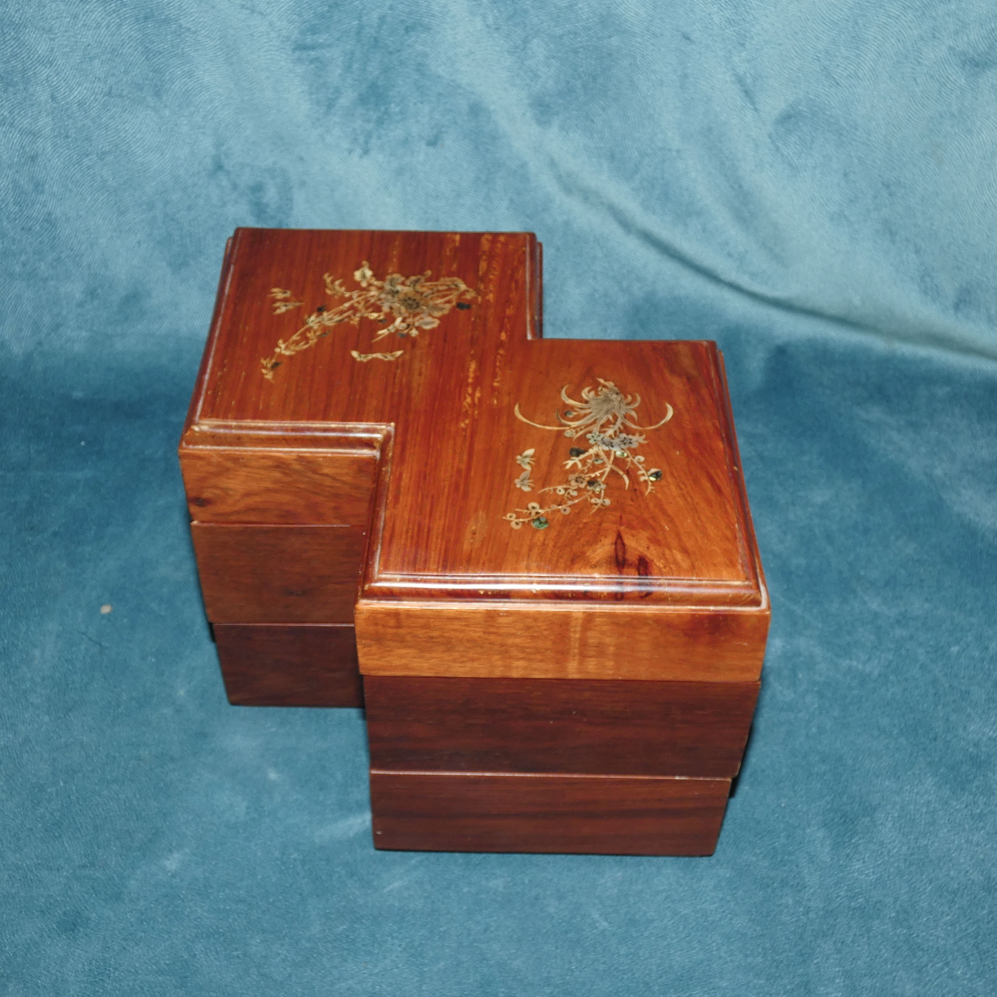 Exotic wood box double square shape