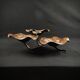 Three-tiered lotus leaf shaped patinated metal bird bath