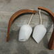 Pair of vintage Philips wood and opaline wall lamps