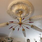 5-light brass chandelier 1950