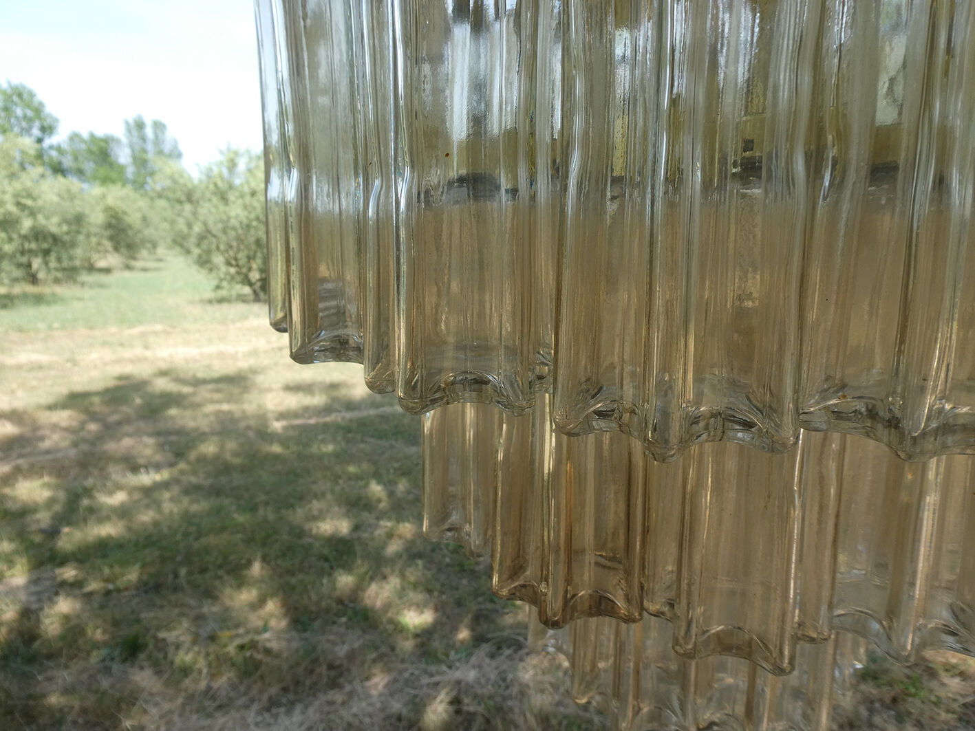 Design chandelier by Glashütte Limburg from 1960