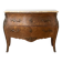 Curved Louis XV style commode in marquetry and marble.