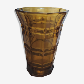 Art deco ambraic moulded glass vase