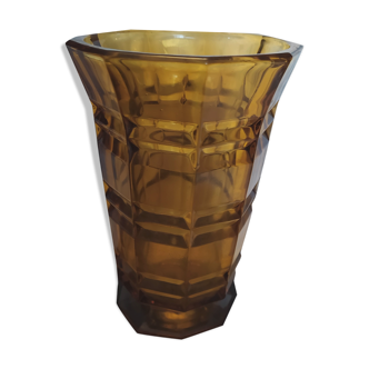 Art deco ambraic moulded glass vase