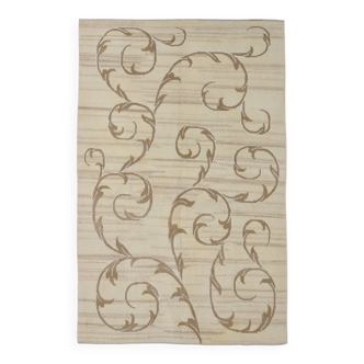 Turkish Cream & Brown Modern Vintage Rug, 179x273Cm