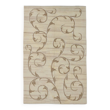 Turkish Cream & Brown Modern Vintage Rug, 179x273Cm