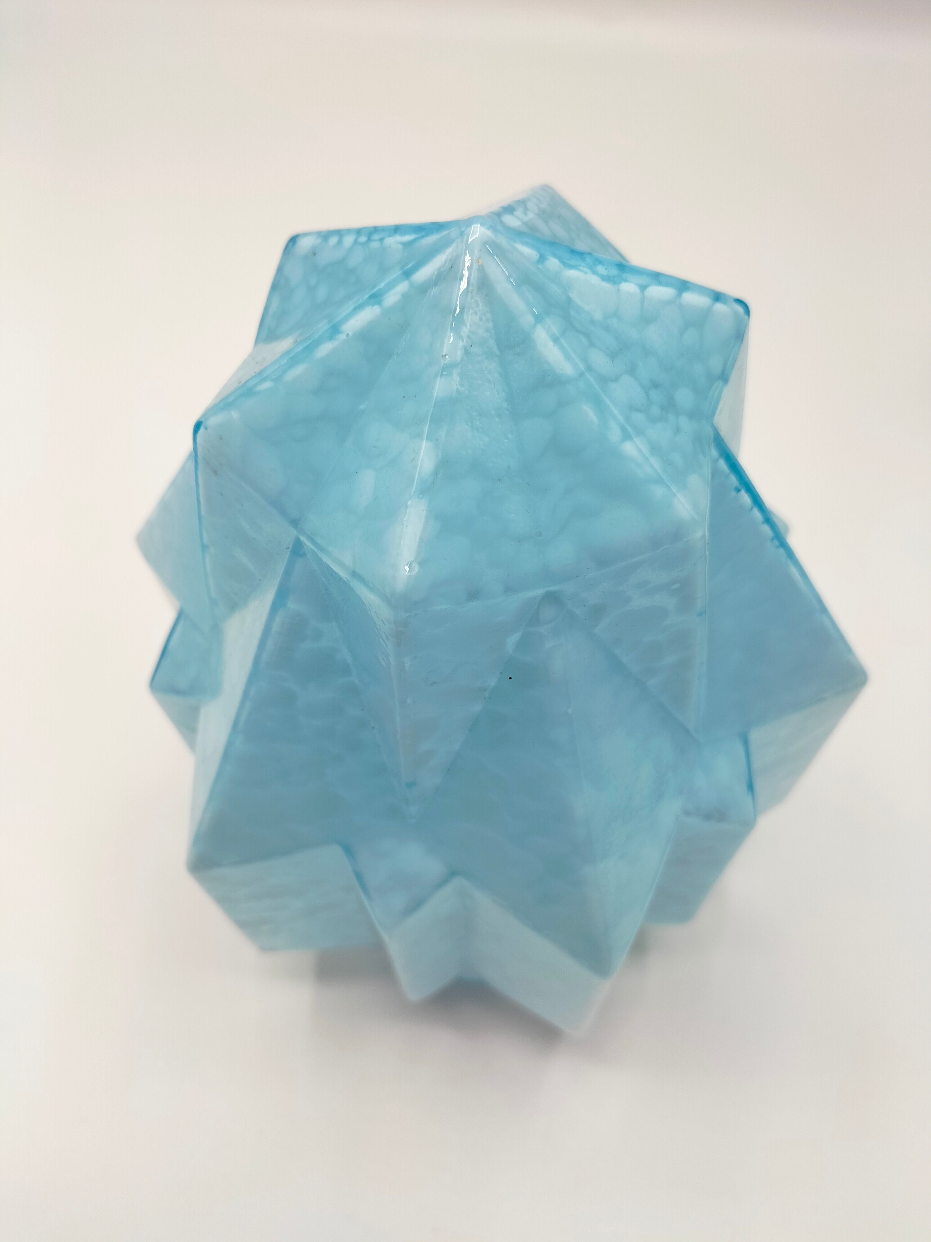 Art deco suspension type "skyscraper" in light blue Clichy glass