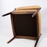 Armchair in dark wood and upholstered with light elegance leather of danish design, 1960s