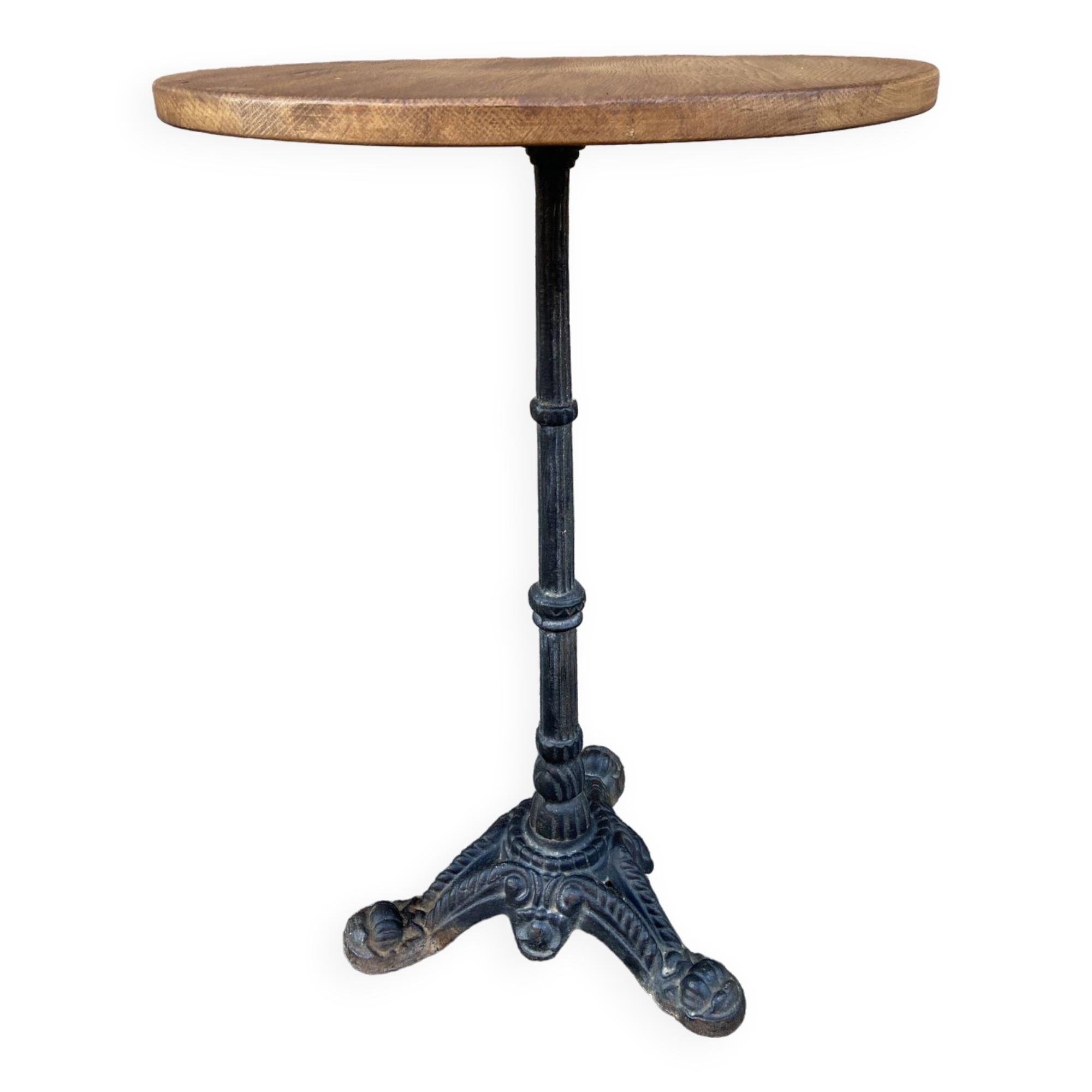Pedestal table metal & wood garden bistro