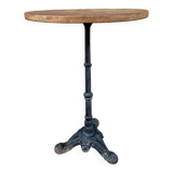 Pedestal table metal & wood garden bistro