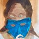 Signed painting of a female portrait at the Carnival of Venice "the blue mask"